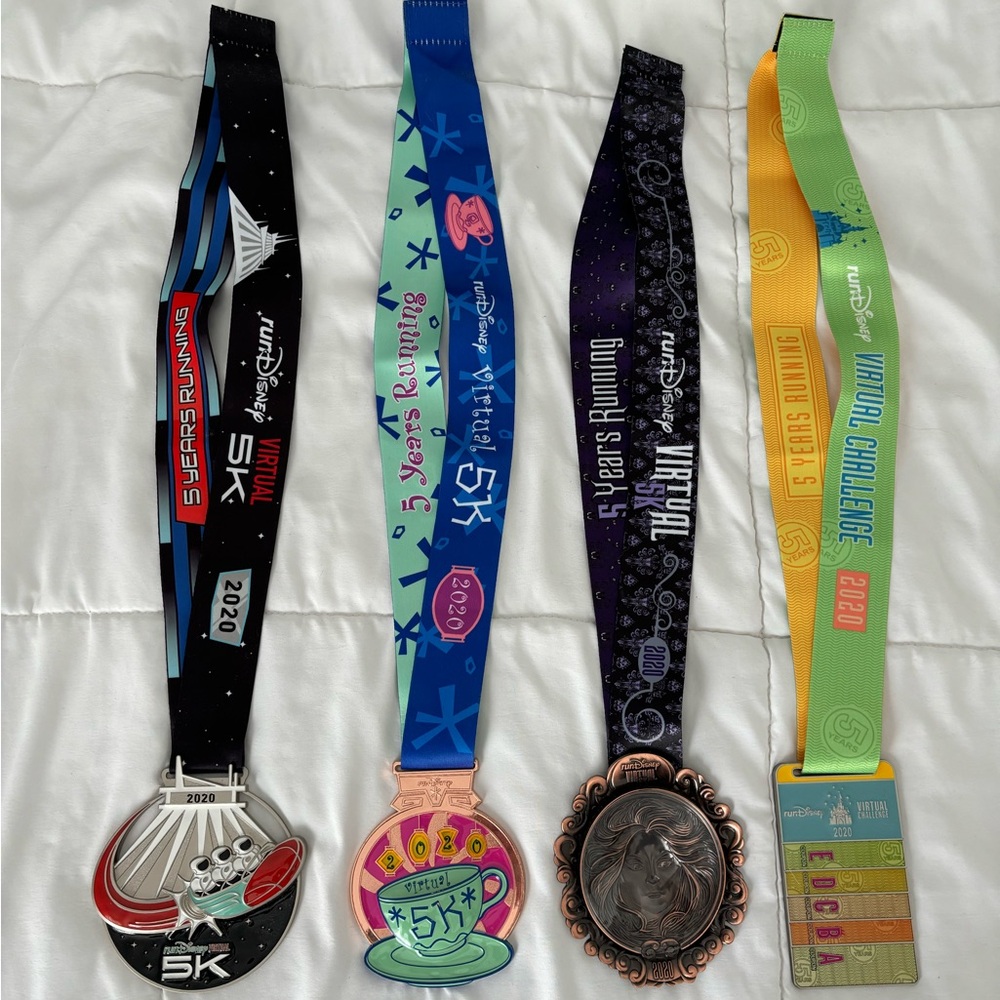 RunDisney 2020 Virtual Series “5 years running” Medal Set